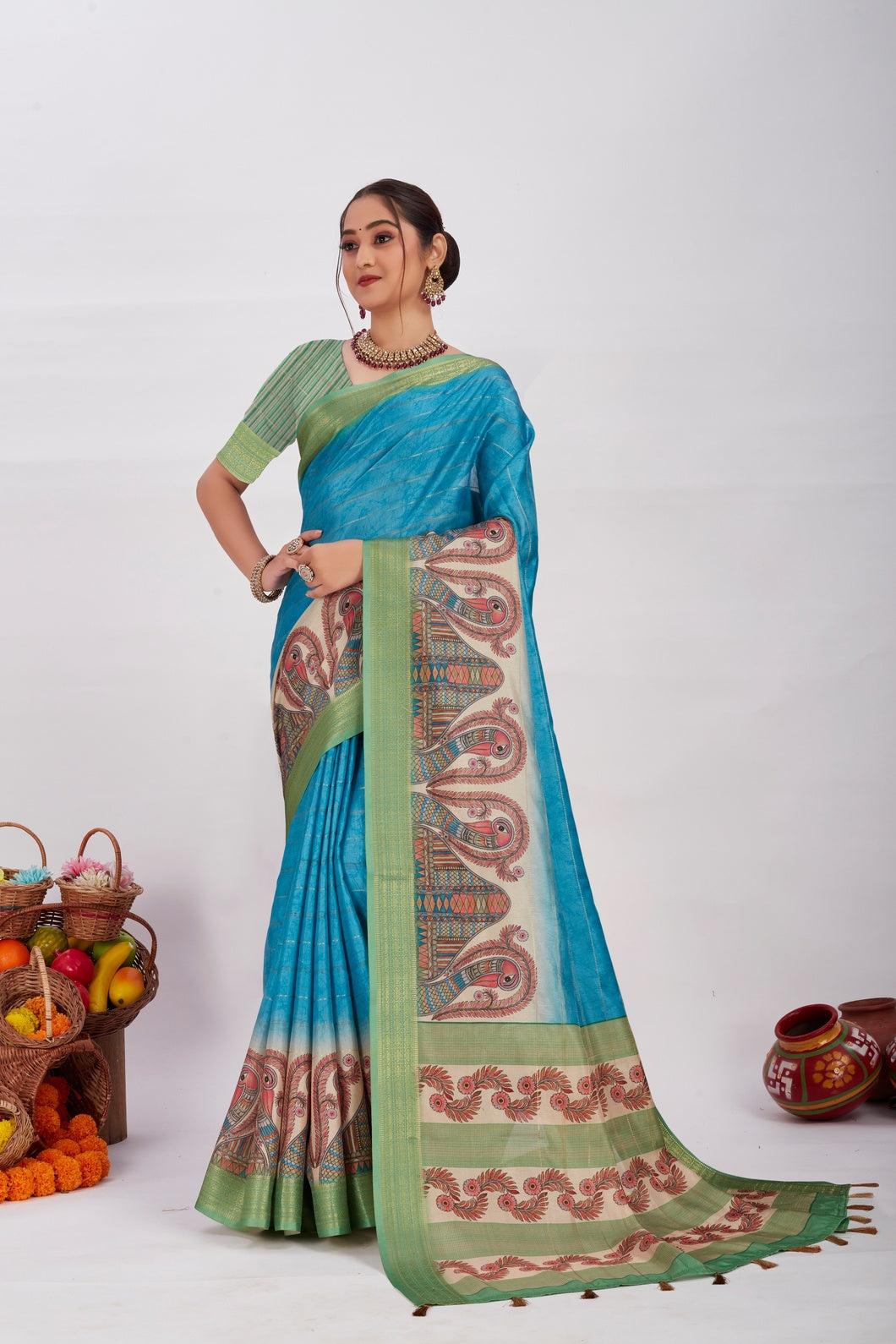 "Elegant Dola Silk Saree with Digital Print – Soft, Lightweight & Festive Wear for Women"