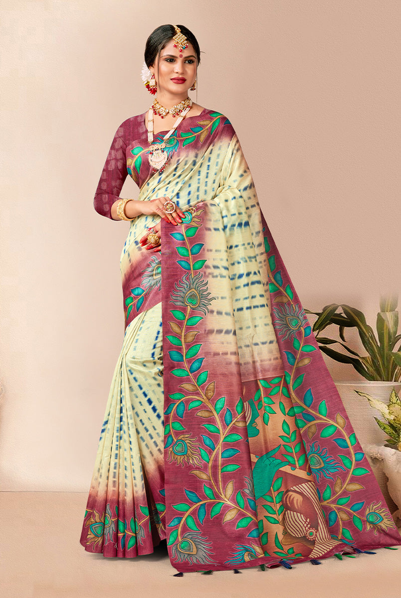 Cherry Blossom Bliss: Cherry Dupian Digital Print Saree
