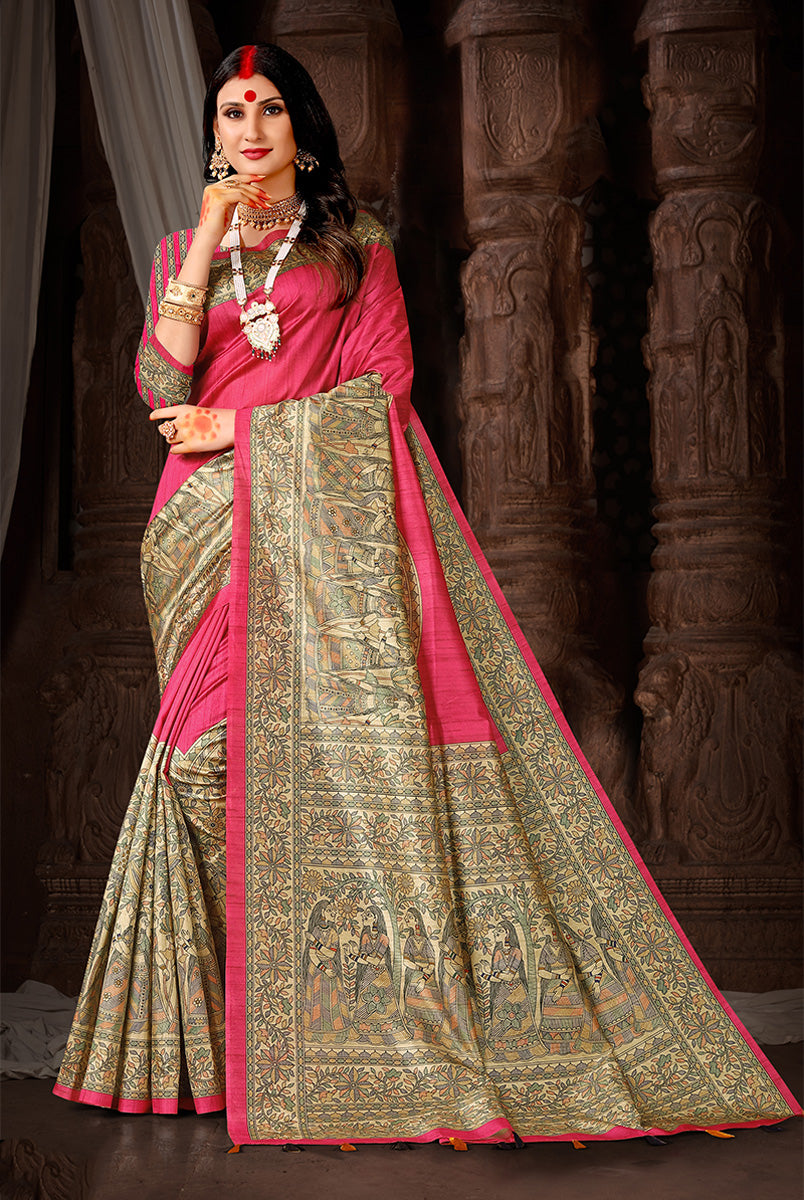 Royal Rani Radiance: Rani Dupian Digital Print Saree