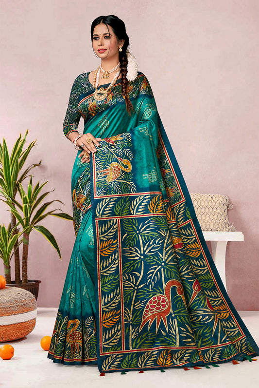 Nautical Elegance: Navy Blue & Rama Dupian Digital Batik Print Fabric